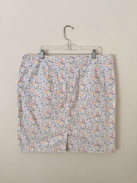 J. Jill Floral Print White Mini Skirt Size 18 Live-in Chino Spring Cotton Garden - Picture 4 of 10